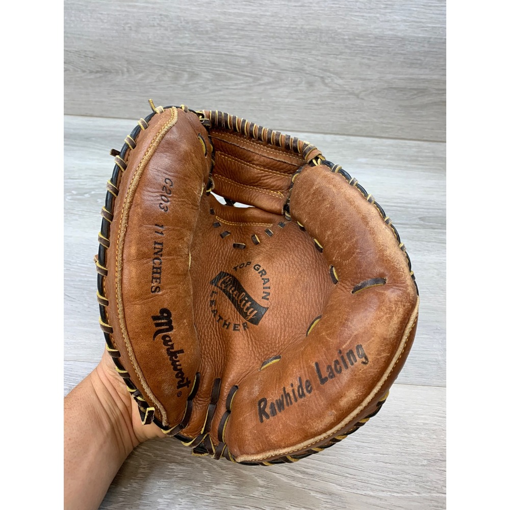 Markwort C203 11 Inch Baseball Catchers Mitt Top Grain Leather Brown Rawhide